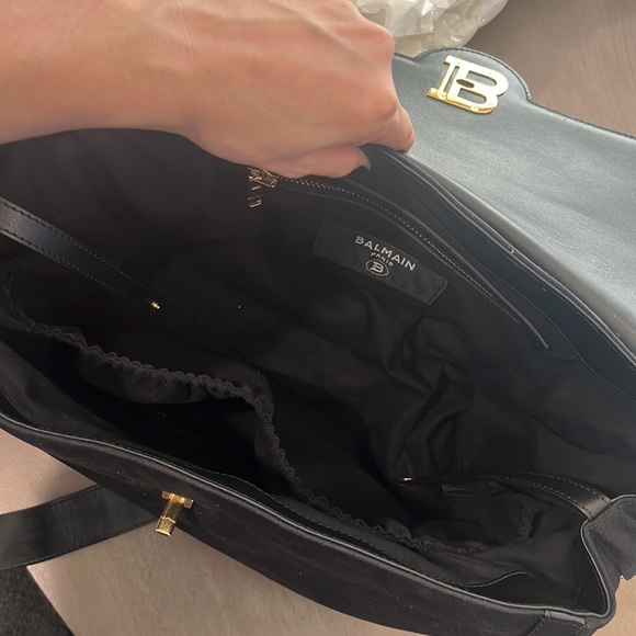 Black canvas and leather Balmain diaper bag - Picture 10 of 11